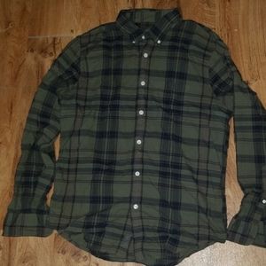 Green plaid casual button down